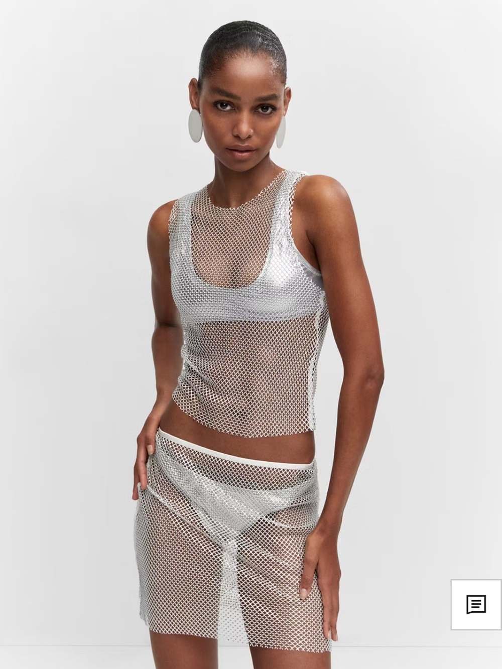 Silver Mesh Top- Metallic Tank